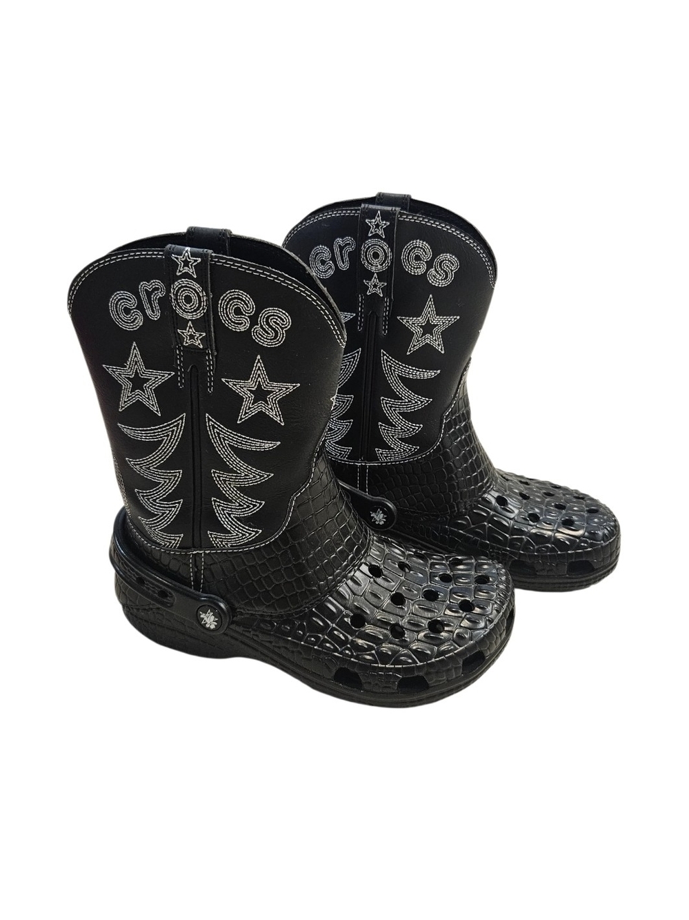 Crocs Classic Cowboy Boot Black Unisex Size Men’s 5/Women’s 7 With NWOT